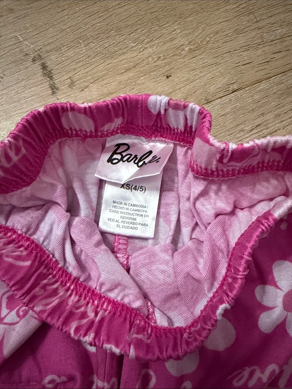 Barbie Pink Floral Short-Sleeve Top with Flower Pants and Shorts Pajama Set